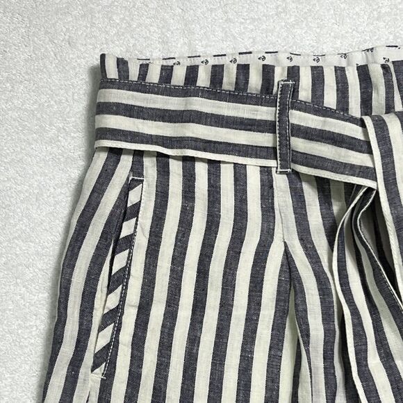 Cynthia Rowley 100% Linen Chambray Shorts Women's 6 Multi Pleated Belted Chino - Picture 16 of 17